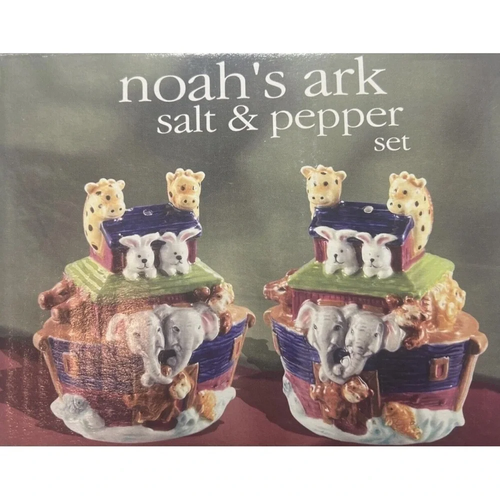 Noah’s Ark Salt And Pepper Shaker Set Animals Gift Giraffe Elephant Boat Horse